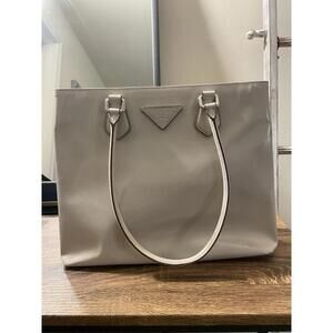 Prada Spazzolato Glossy Beige Patent Leather Tote Bag, Read*